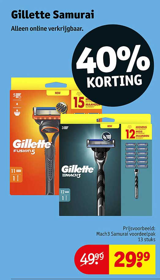 Gillette Samurai Alleen online verkrijgbaar. 40% KORTING