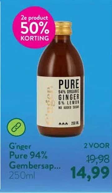 G'nger Pure 94% Gemmersap... 2e product 50% korting