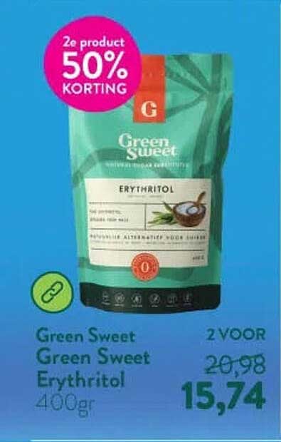 Green Sweet Green Sweet Erythritol 400gr 2 VOOR 50% KORTING