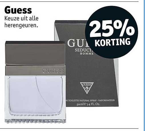 Guess Keuze uit alle herengeuren. 25% KORTING