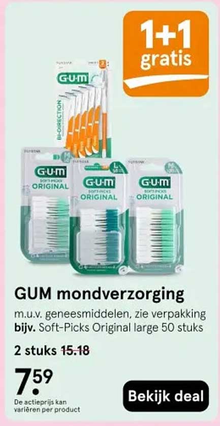 GUM mondverzorging 1+1 gratis
