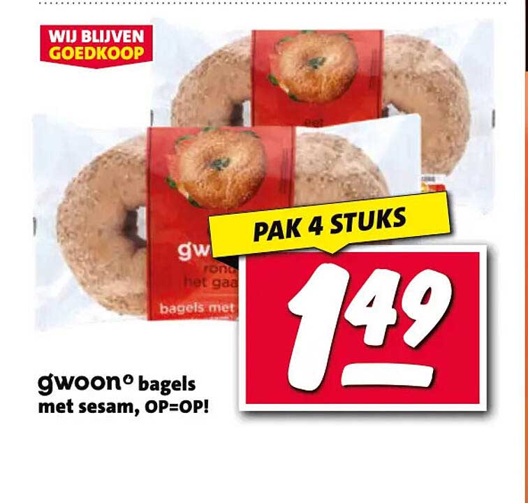 g'woon bagels met sesam, OP=OP! PAK 4 STUKS