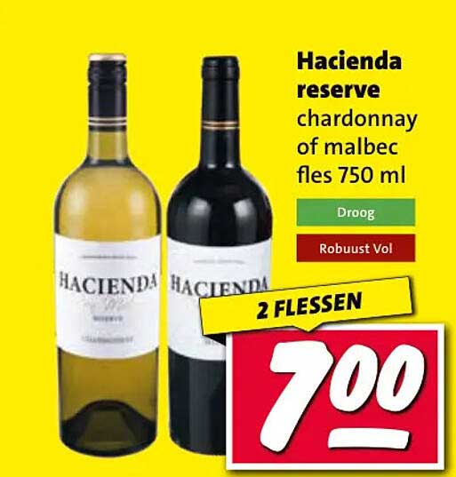 Hacienda reserve chardonnay of malbec fles 750 ml 2 FLESSEN