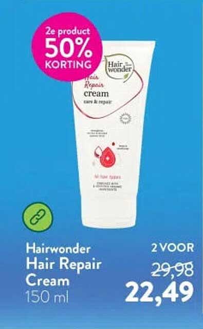 Hairwonder Hair Repair Cream 150 ml 2e product 50% korting