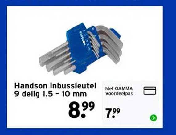Handson inbussleutel 9 delig 1.5 - 10 mm
