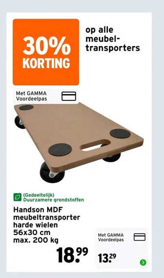 Handson MDF meubeltransporter harde wielen 56x30 cm max. 200 kg 30% KORTING op alle meubel-transporters