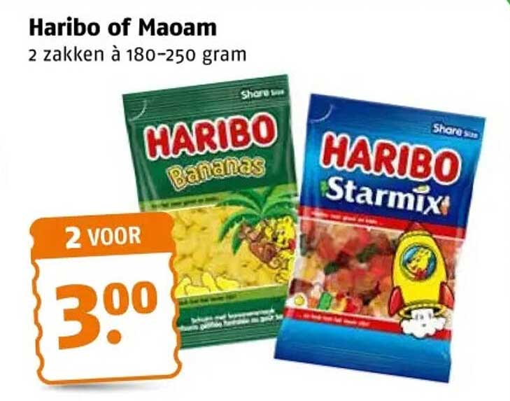 Haribo of Maoam 2 zakken à 180–250 gram
