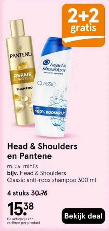 Head & Shoulders en Pantene 2+2 gratis