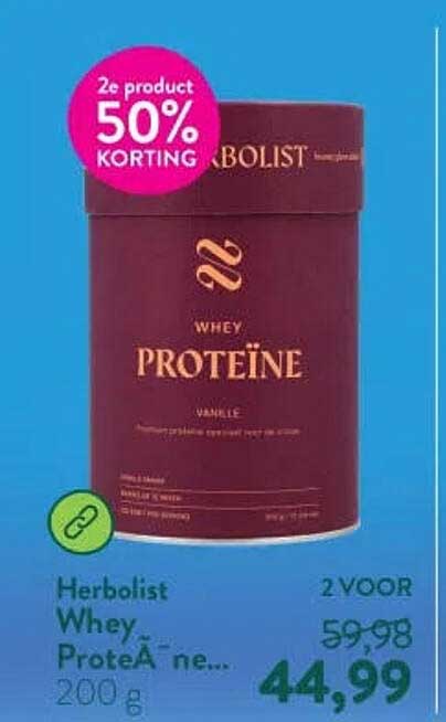 Herbolist Whey Proteïne 200 g 2e product 50% korting