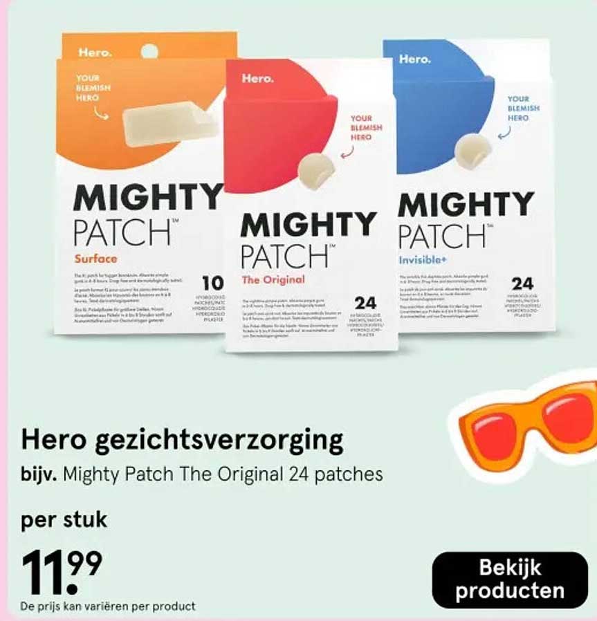 Hero gezichtsverzorging bijv. Mighty Patch The Original 24 patches