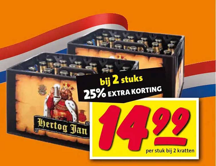 Hertog Jan bij 2 stuks 25% extra korting