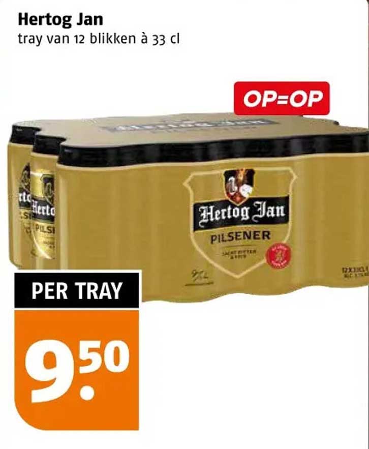 Hertog Jan tray van 12 blikken à 33 cl OP=OP