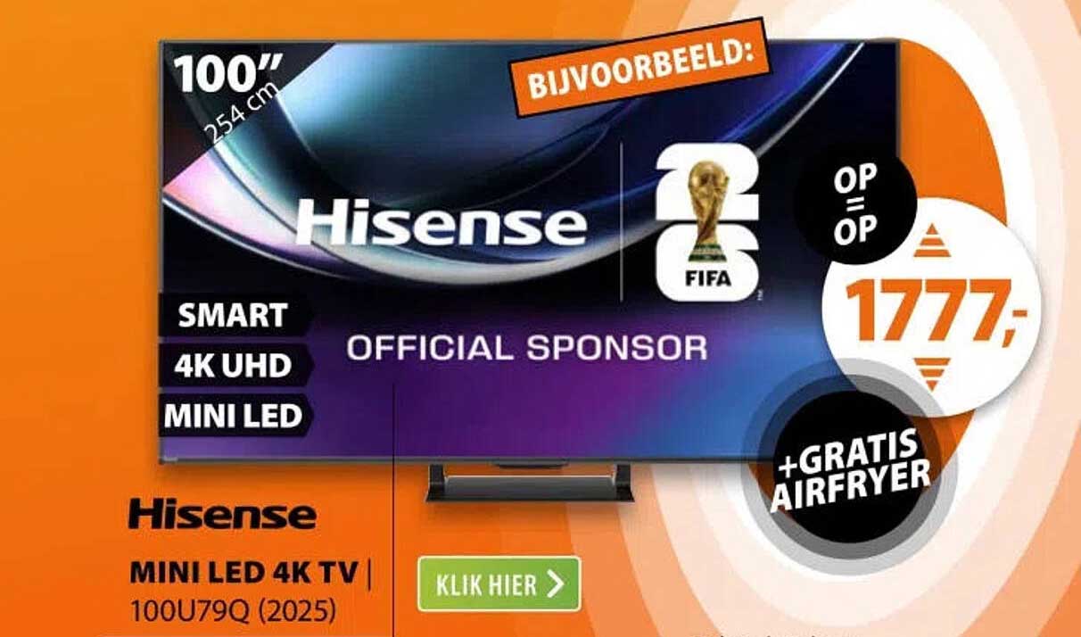 Hisense Mini LED 4K TV 100U79Q (2025) +gratis airfryer