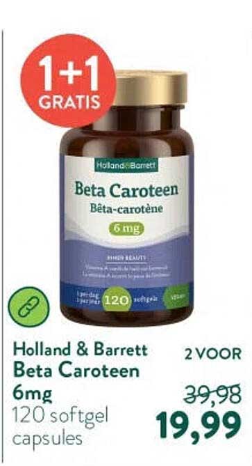 Holland & Barrett Beta Caroteen 6mg 120 softgel capsules 1+1 GRATIS