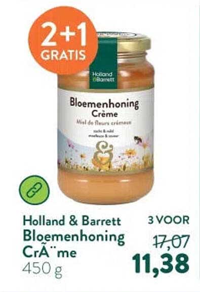Holland & Barrett Bloemenhoning Crème 2+1 GRATIS
