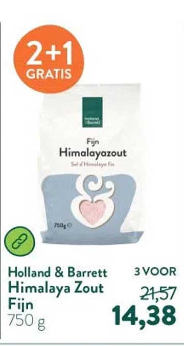Holland & Barrett Himalaya Zout Fijn 750 g 2+1 GRATIS