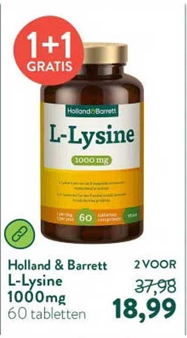 Holland & Barrett L-Lysine 1000mg 60 tabletten 1+1 GRATIS