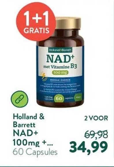 Holland & Barrett NAD+ 100mg +... 60 Capsules 1+1 GRATIS