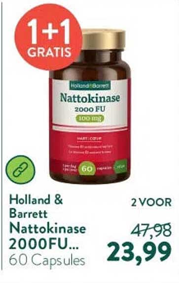 Holland & Barrett Nattokinase 2000FU... 60 Capsules 1+1 GRATIS