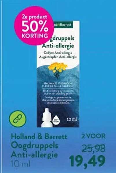 Holland & Barrett Oogdruppels Anti-allergie 10 ml 2e product 50% korting