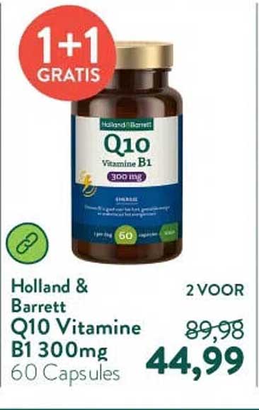 Holland & Barrett Q10 Vitamine B1 300mg 60 Capsules 1+1 GRATIS