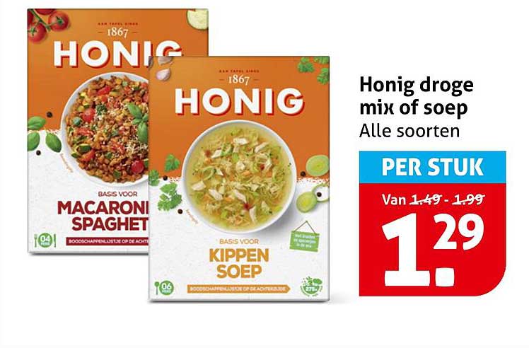 Honig droge mix of soep Alle soorten PER STUK