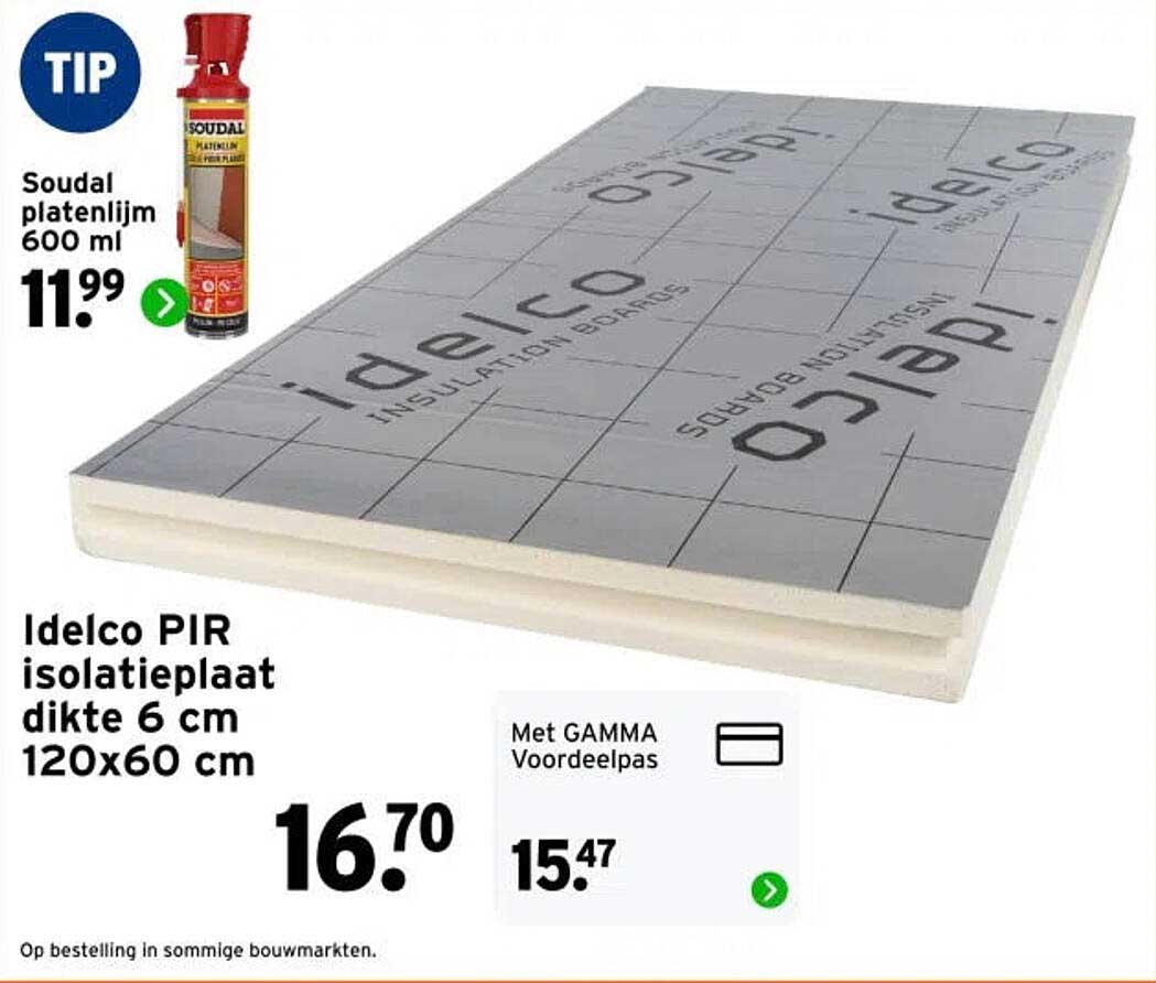 Idelco PIR isolatieplaat dikte 6 cm 120x60 cm