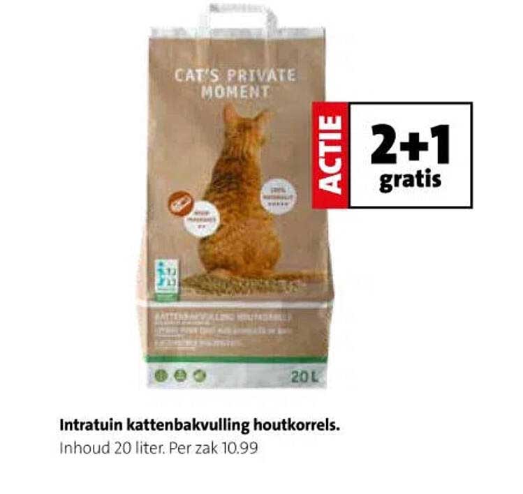 Intratuin kattenbakvulling houtkorrels 2+1 gratis
