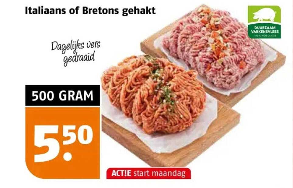 Italiaans of Bretons gehakt