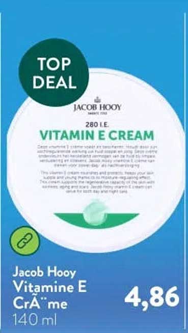 Jacob Hooy Vitamine E Crème 140 ml
