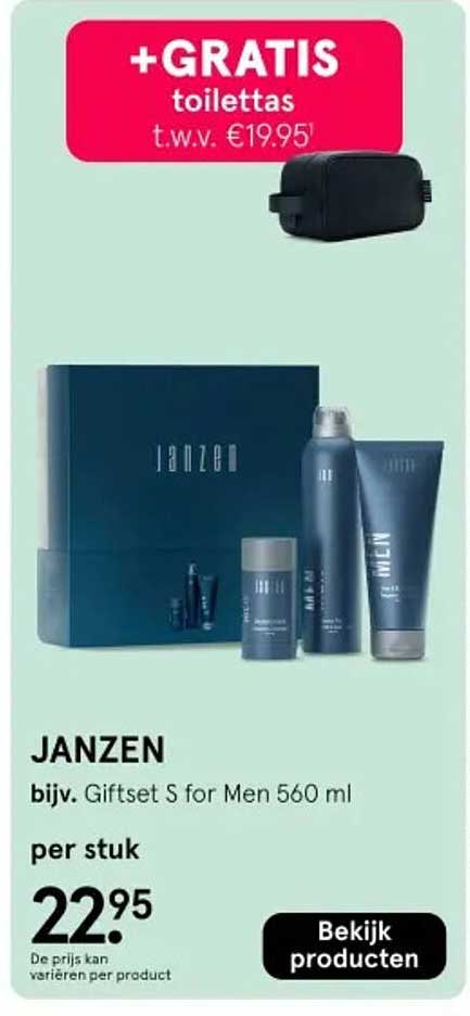 JANZEN bijv. Giftset S for Men 560 ml +GRATIS toilettas t.w.v. €19,95