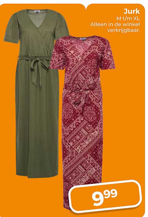 Jurk M t/m XL Alleen in de winkel verkrijgbaar.