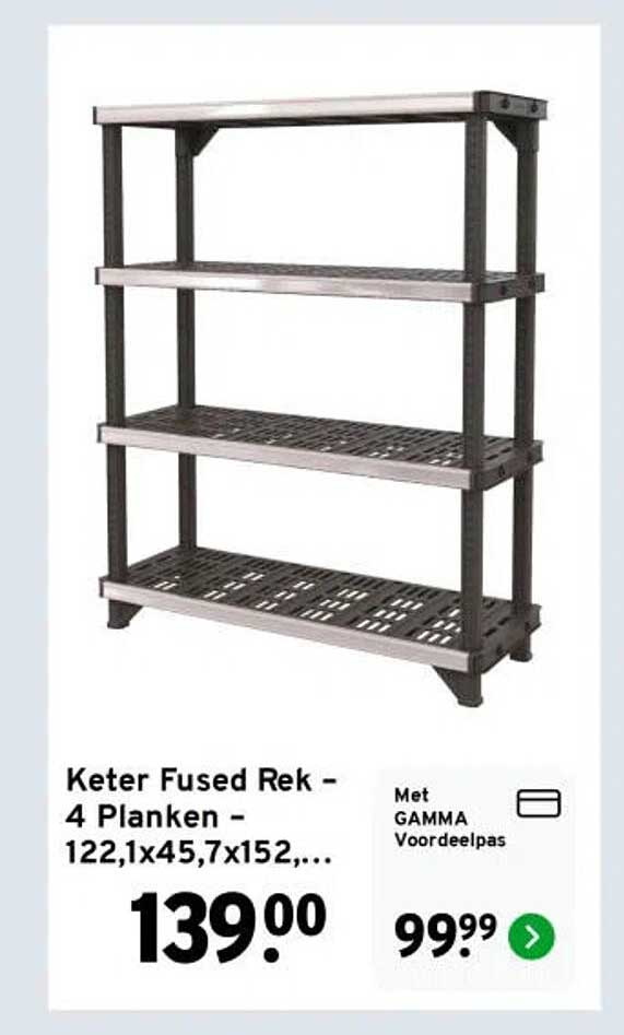 Keter Fused Rek - 4 Planken - 122,1x45,7x152,…