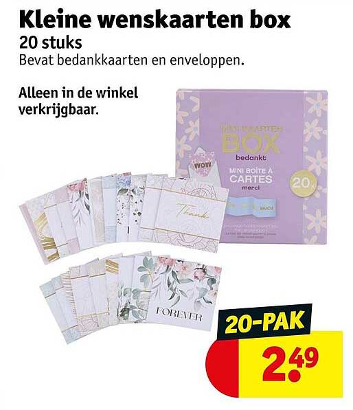Kleine wenskaarten box 20 stuks