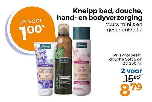 Kneipp bad, douche, hand- en bodyverzorging 2e voor 100*