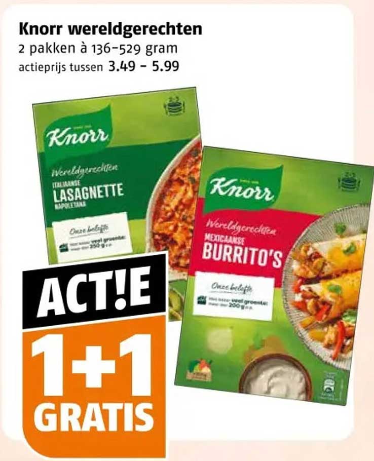 Knorr wereldgerechten 2 pakken à 136-529 gram 1+1 gratis