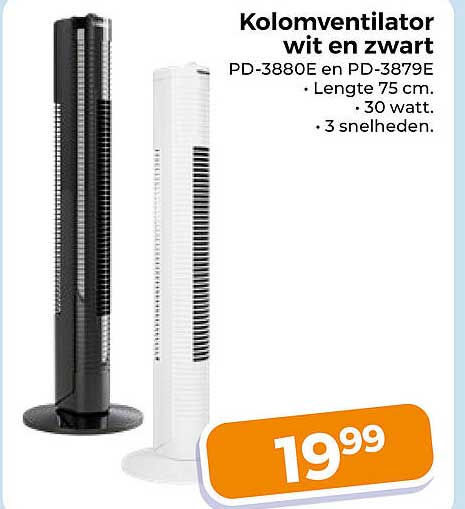 Kolomventilator wit en zwart PD-3880E en PD-3879E