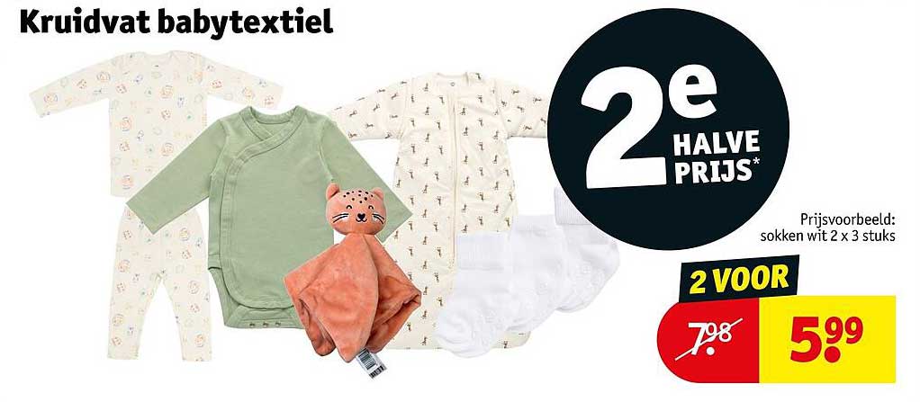 Kruidvat babytextiel 2e halve prijs