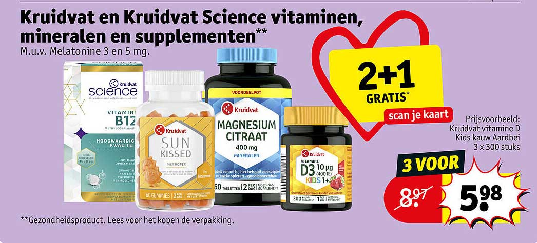Kruidvat en Kruidvat Science vitaminen, mineralen en supplementen**