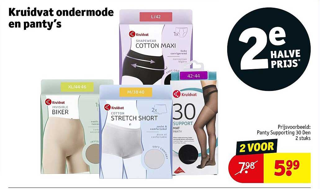 Kruidvat ondermode en panty’s 2e halve prijs*