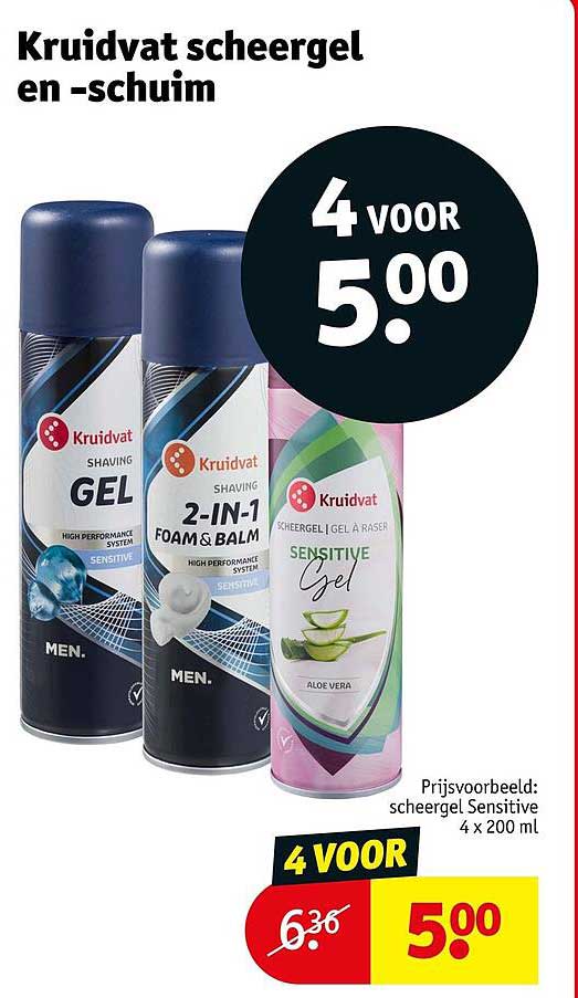 Kruidvat scheergel en -schuim 4 voor 5.00