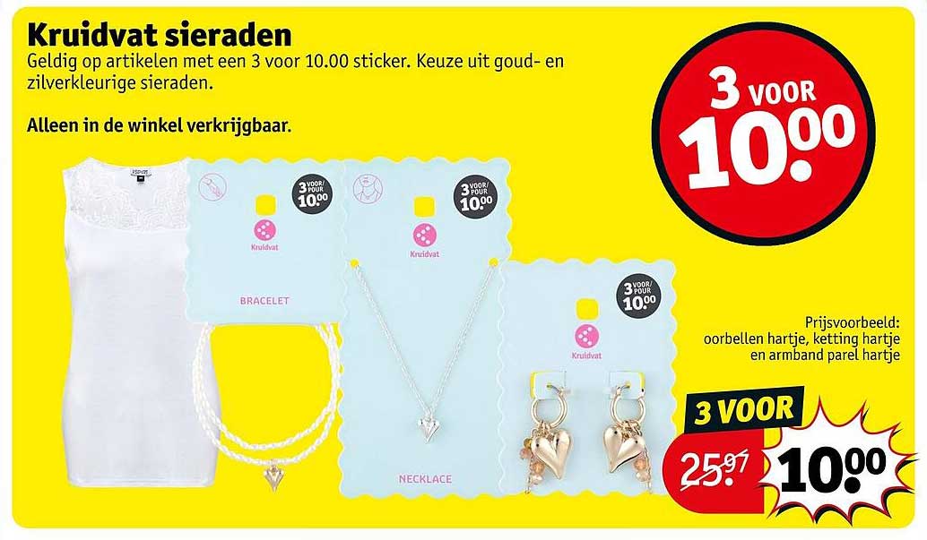 Kruidvat sieraden 3 voor 10.00