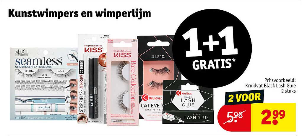 Kunstwimpers en wimperlijm 1+1 gratis