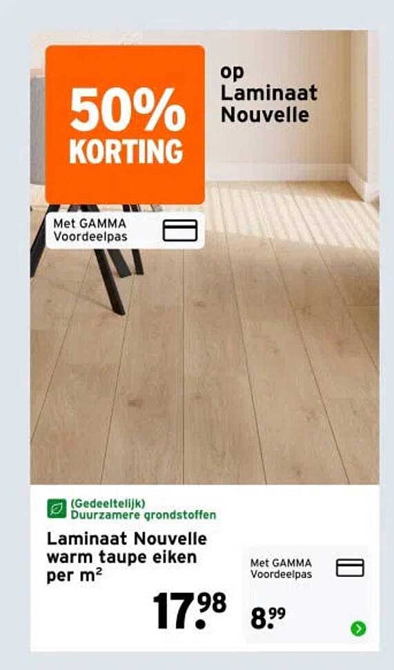 Laminaat Nouvelle warm taupe eiken per m² 50% KORTING