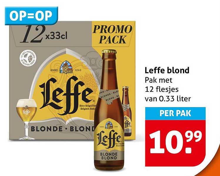 Leffe blond Pak met 12 flesjes van 0.33 liter
