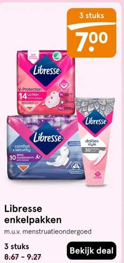 Libresse enkelpakken m.u.v. menstruatieondergoed 3 stuks