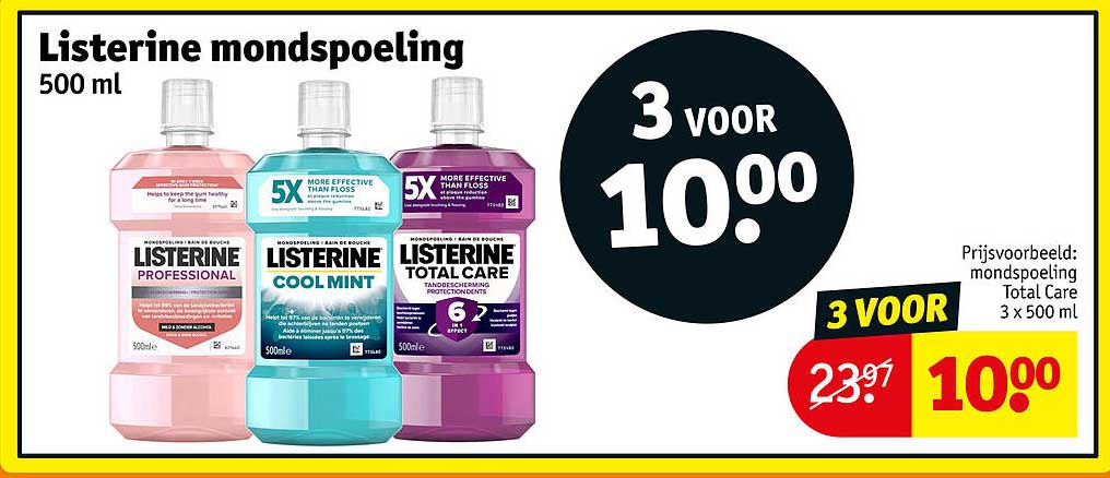Listerine mondspoeling 500 ml 3 voor 10.00