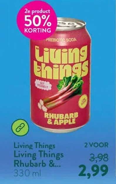 Living Things Rhubarb & Apple 2e product 50% KORTING