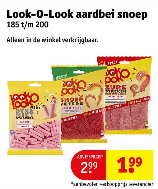 Look-O-Look aardbei snoep 185 t/m 200