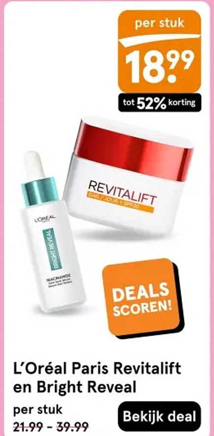 L'Oréal Paris Revitalift en Bright Reveal per stuk